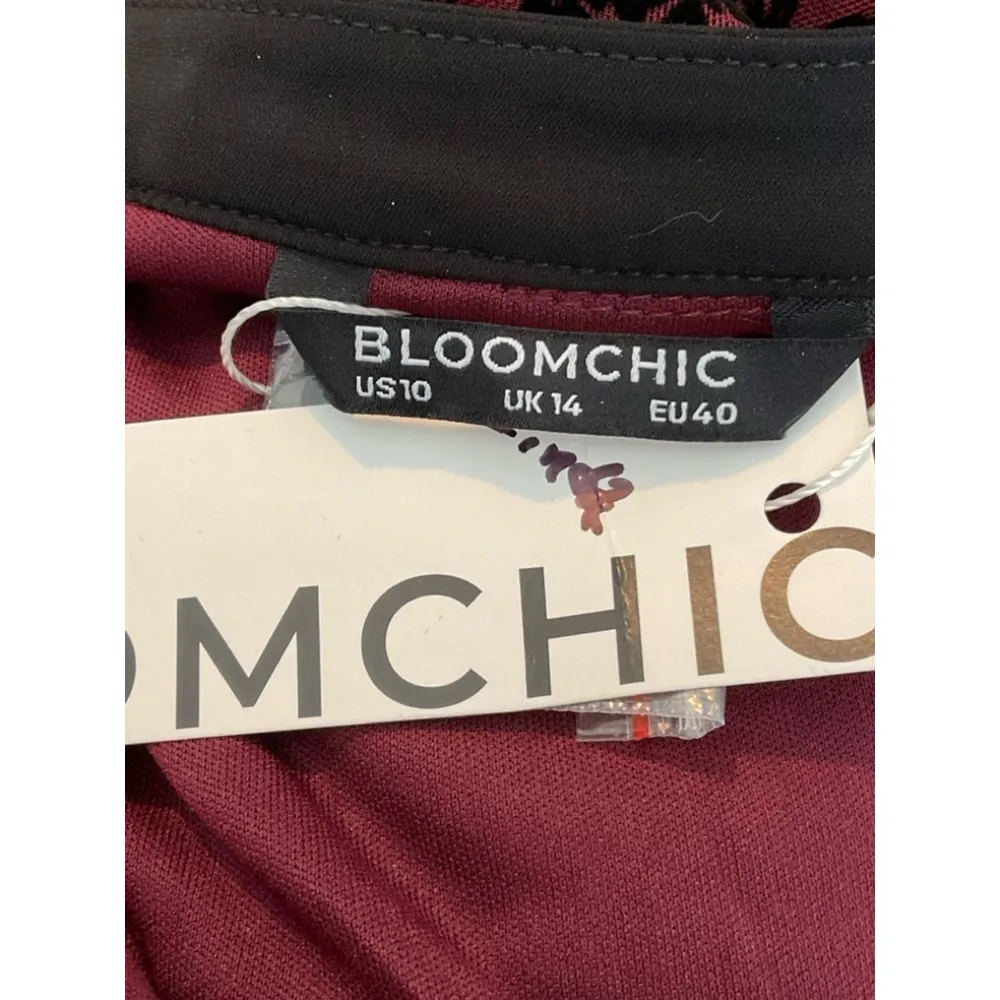 BloomChic Red and Black Print mesh Top Size 10 - Image 5