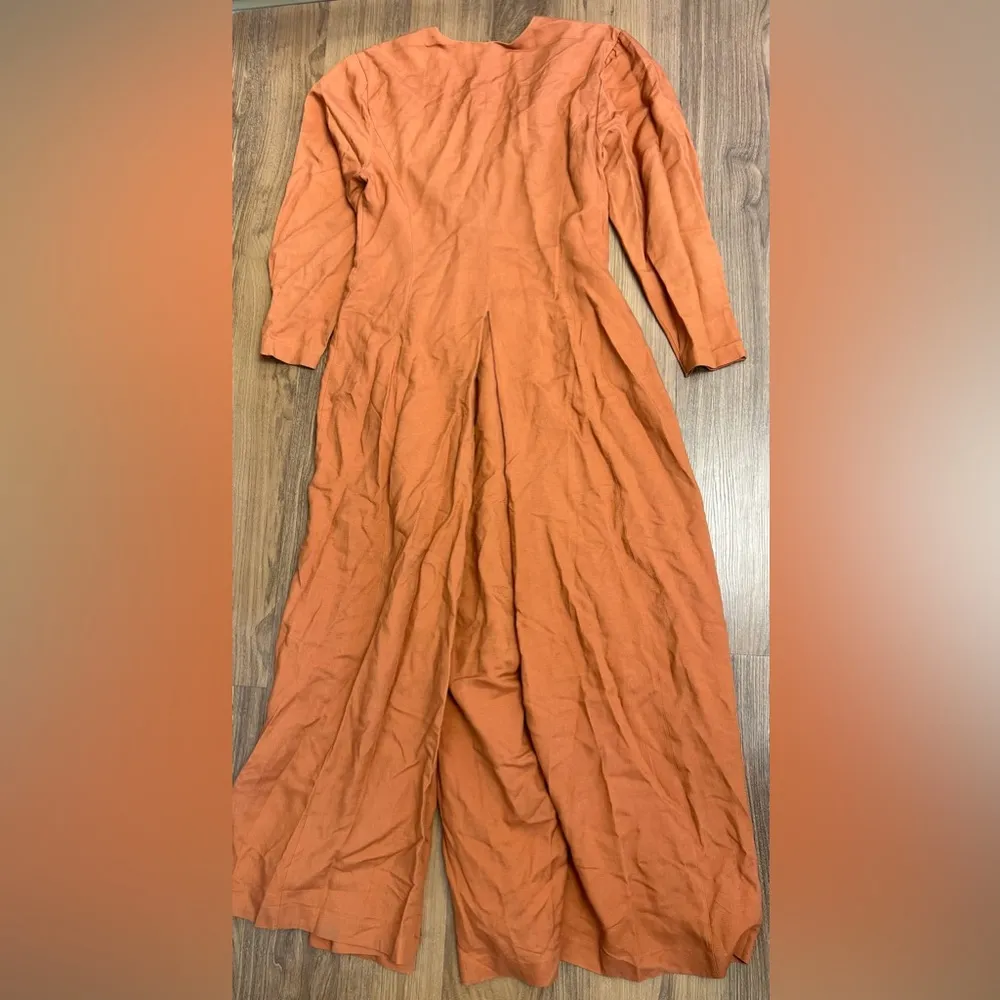 THE BRIGHT SIDE $198 NOMAD JUMPSUIT SIERRA ROCKY BARNES Size Large Linen Blend - Image 5
