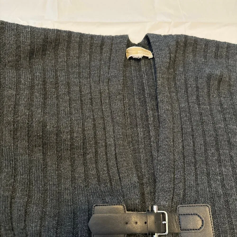 MICHAEL MICHAEL KORS Leather-Trim Poncho in charcoal size med / one size - Image 15