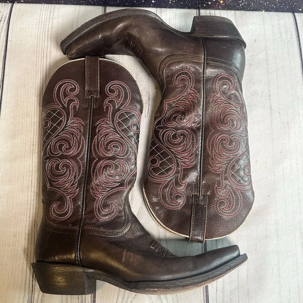 Ariat “Bright Light” Western Snip Toe Boots 10011920 Mahogany Leather Sz 8.5 - Image 9