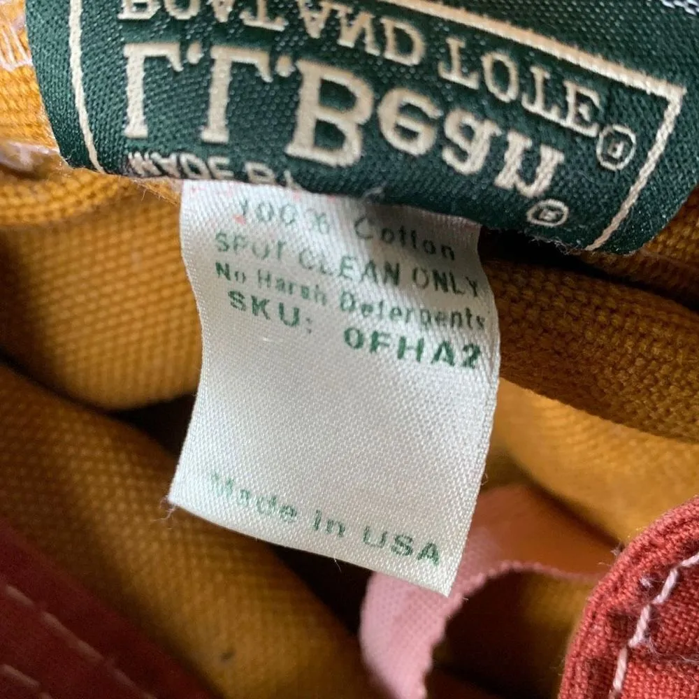 Vintage LL Bean Rope Handled Boat and Tote Barrel Bag Heavy Duty Canvas Bucket Orange - Image 5