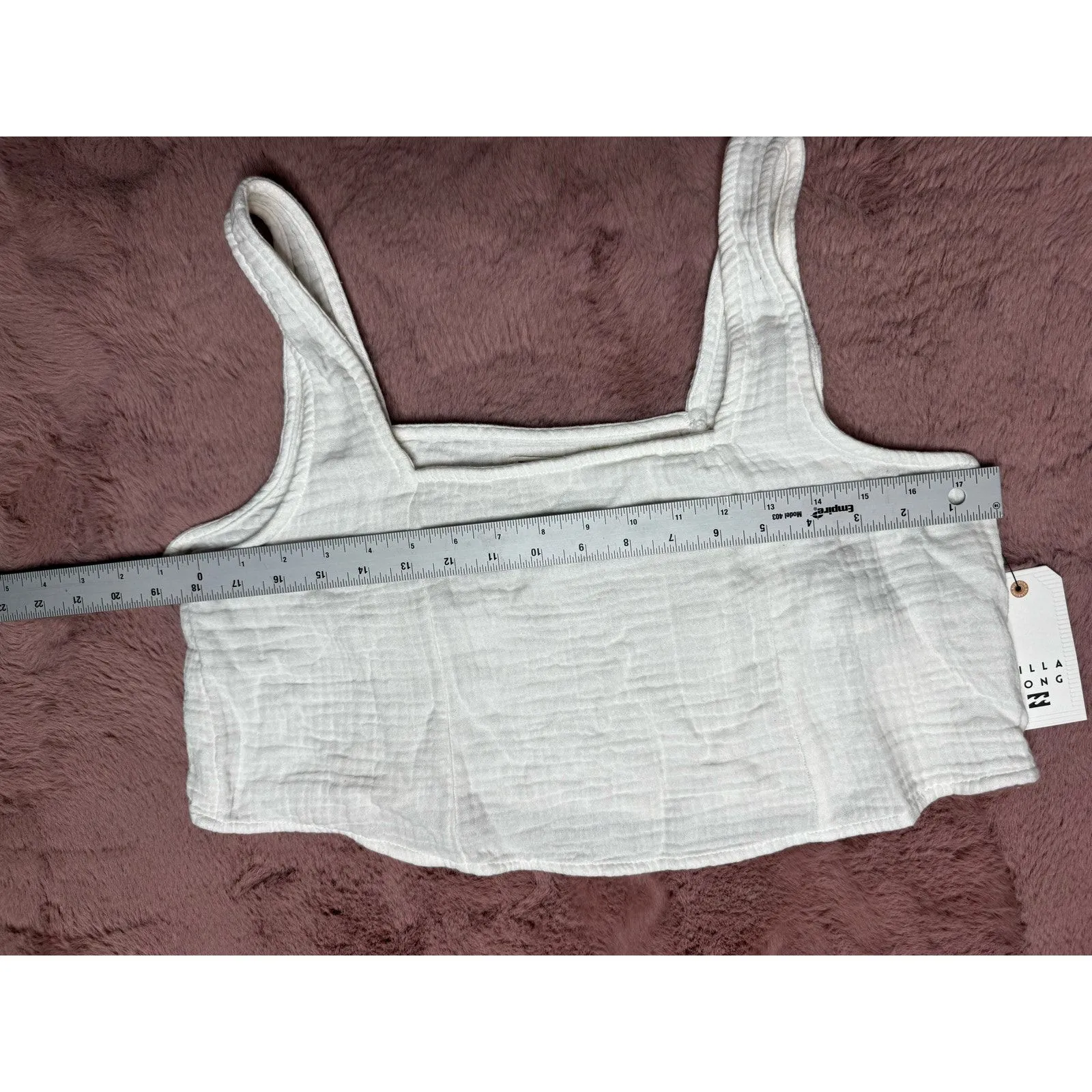 Billabong Open Skies Top Women’s M/10 White Linen Crop Tank NWT - Image 3