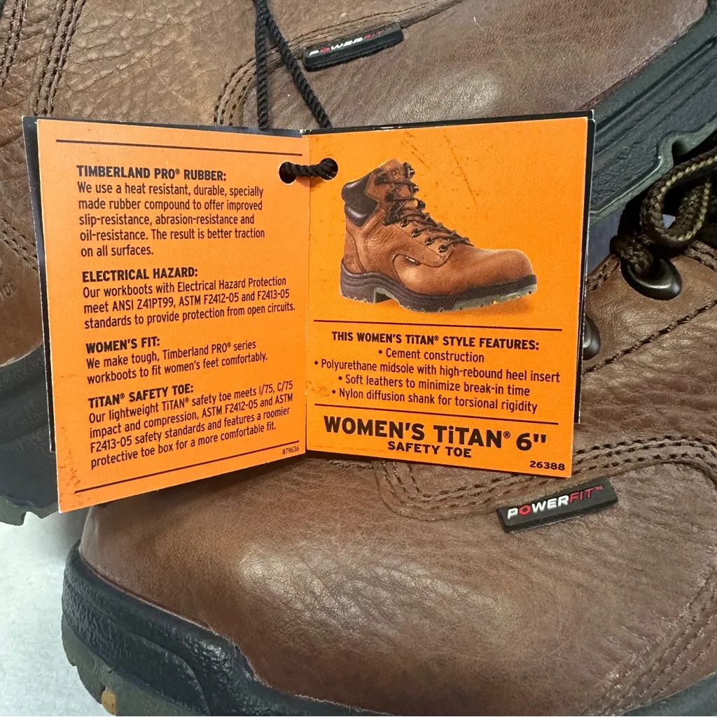 Timberland Pro Series Work Boots Womens 7W Brown Leather Titan 6" Safety Toe New Size 7 - Image 9
