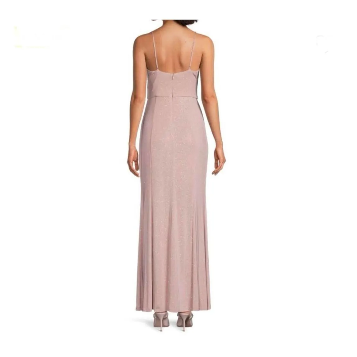 Eliza J Ruched Pink Sparkle Knit Evening Prom Homecoming Party Gown Size 8 - Image 2