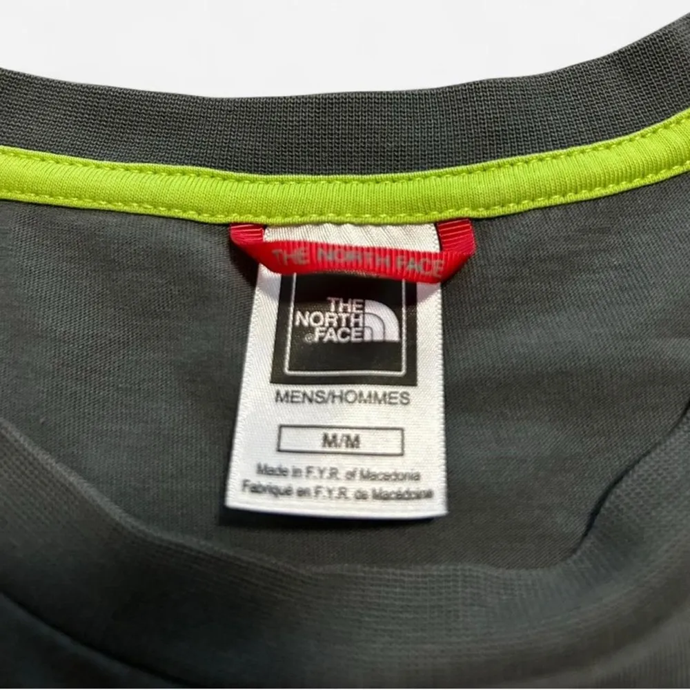 The North Face Logo Tee - Gray with Neon Green Accent - Size Medium - Image 4