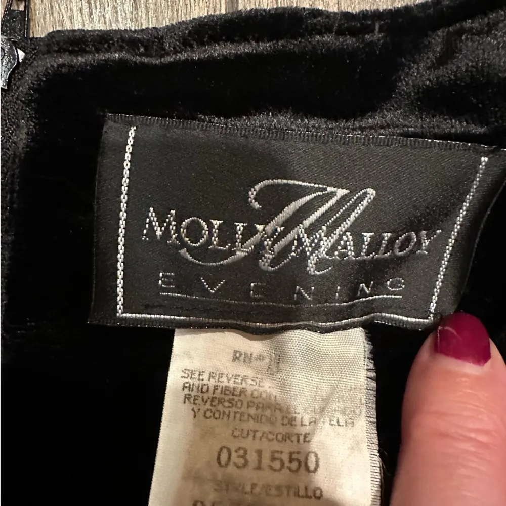 Vintage MOLLY MALLOY Dress 12 Velvet Velour Evening Sheath Maxi Black Whimsigoth - Image 5