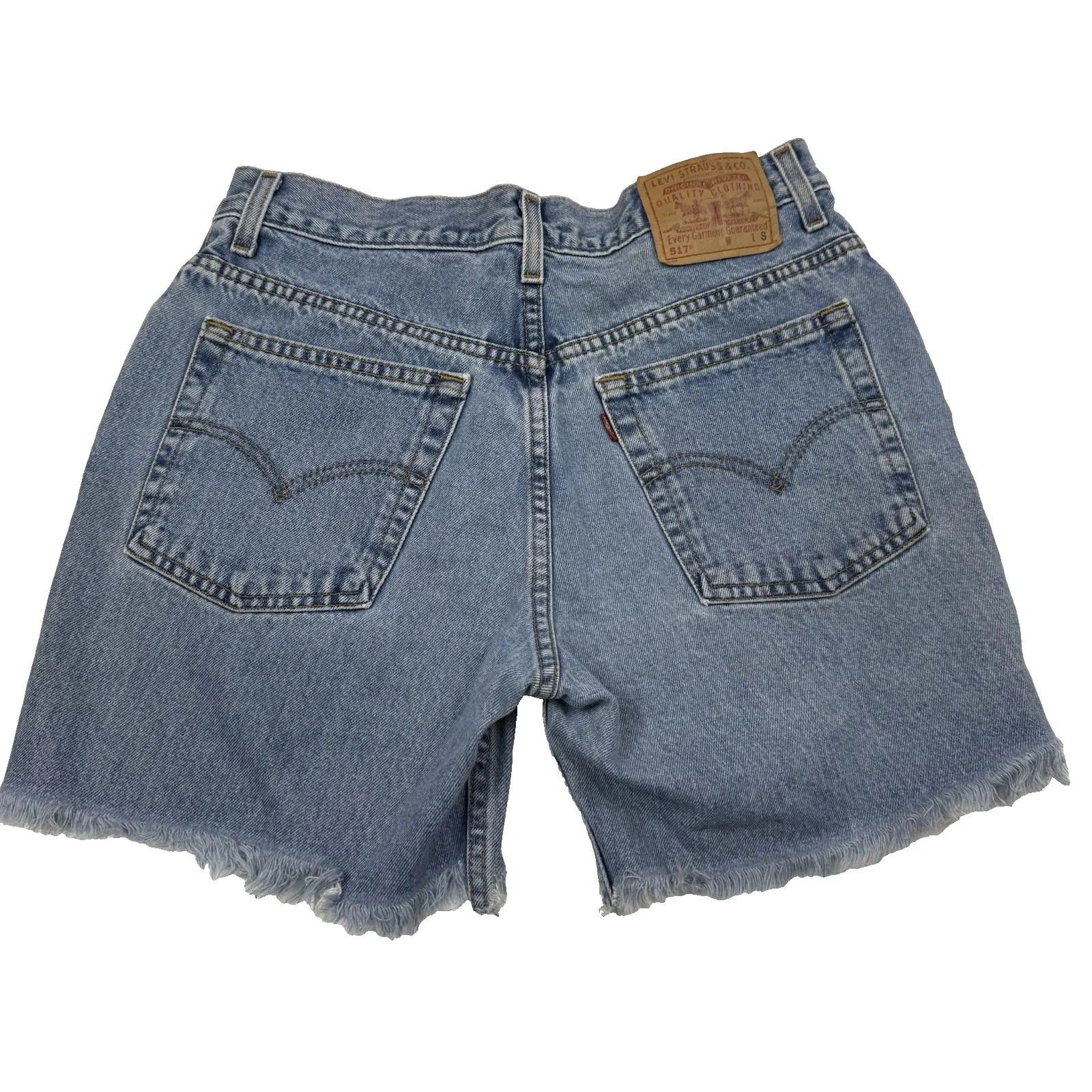 VTG Levi's Jean Shorts 517 Blue Cut Off Cotton Denim Jorts USA Size 30"x5.5" - Image 4