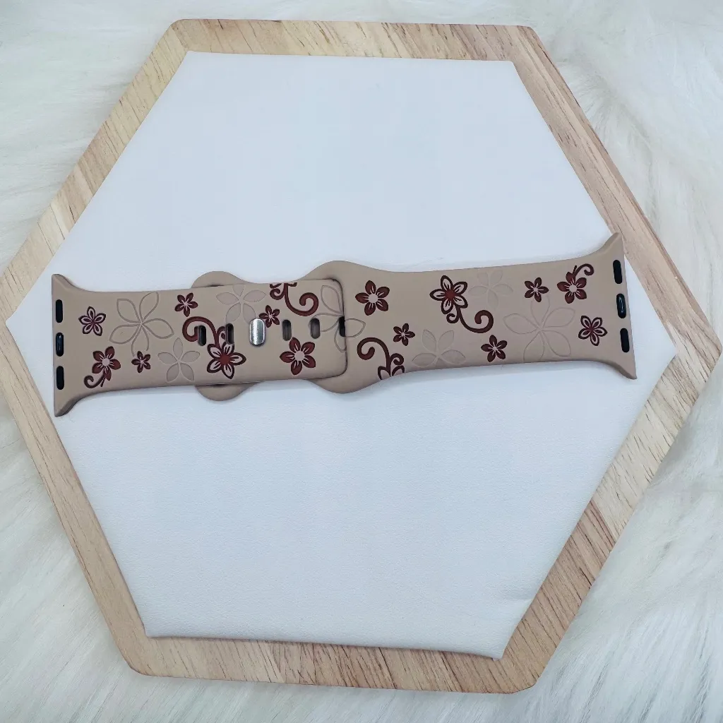New Floral Watch Band For Apple Watch Series 38mm / 40mm / 41mm in Latte Brown - Image 3