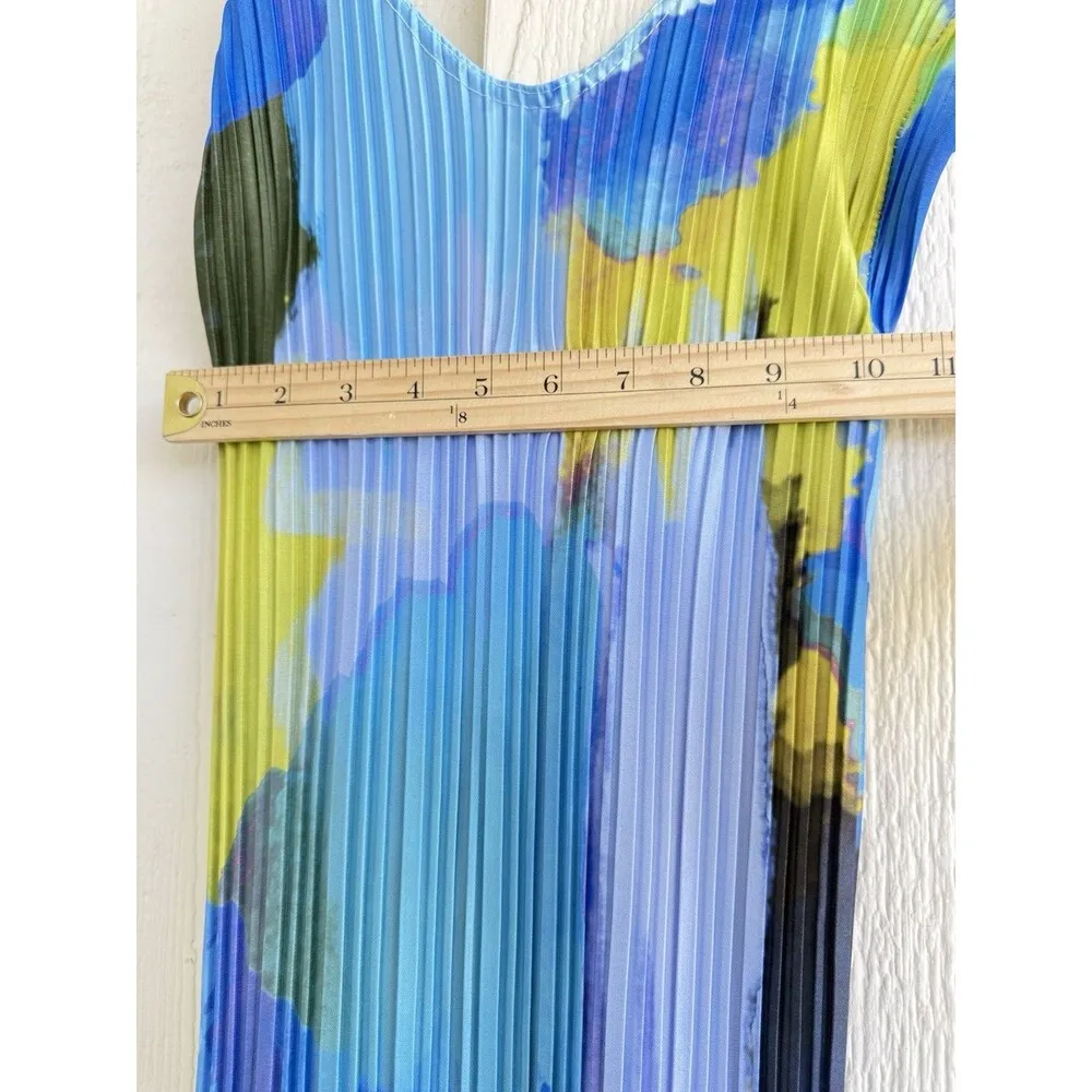 Big brother Rubina's blue abstract plisse dress strappy women maxi dress size 4‎ - Image 7