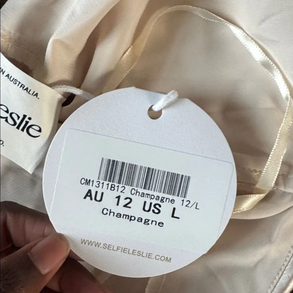 Selfie Leslie Cowl Champagne Satin Corset Dress SIZE L - Image 4