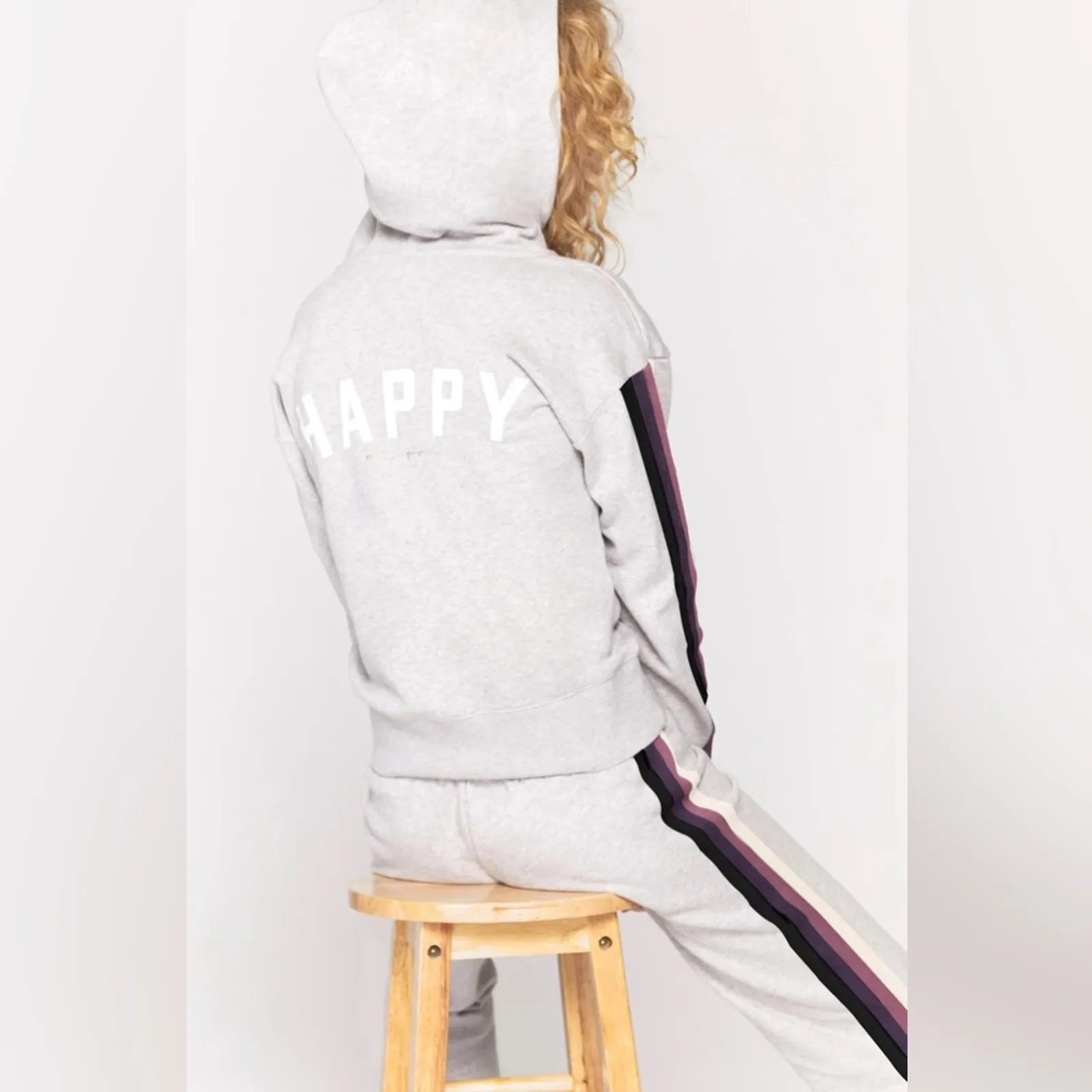 Spiritual Gangster Perfect Sweat Talullah Zip Hoodie Sweatshirt Set HAPPY - Image 3