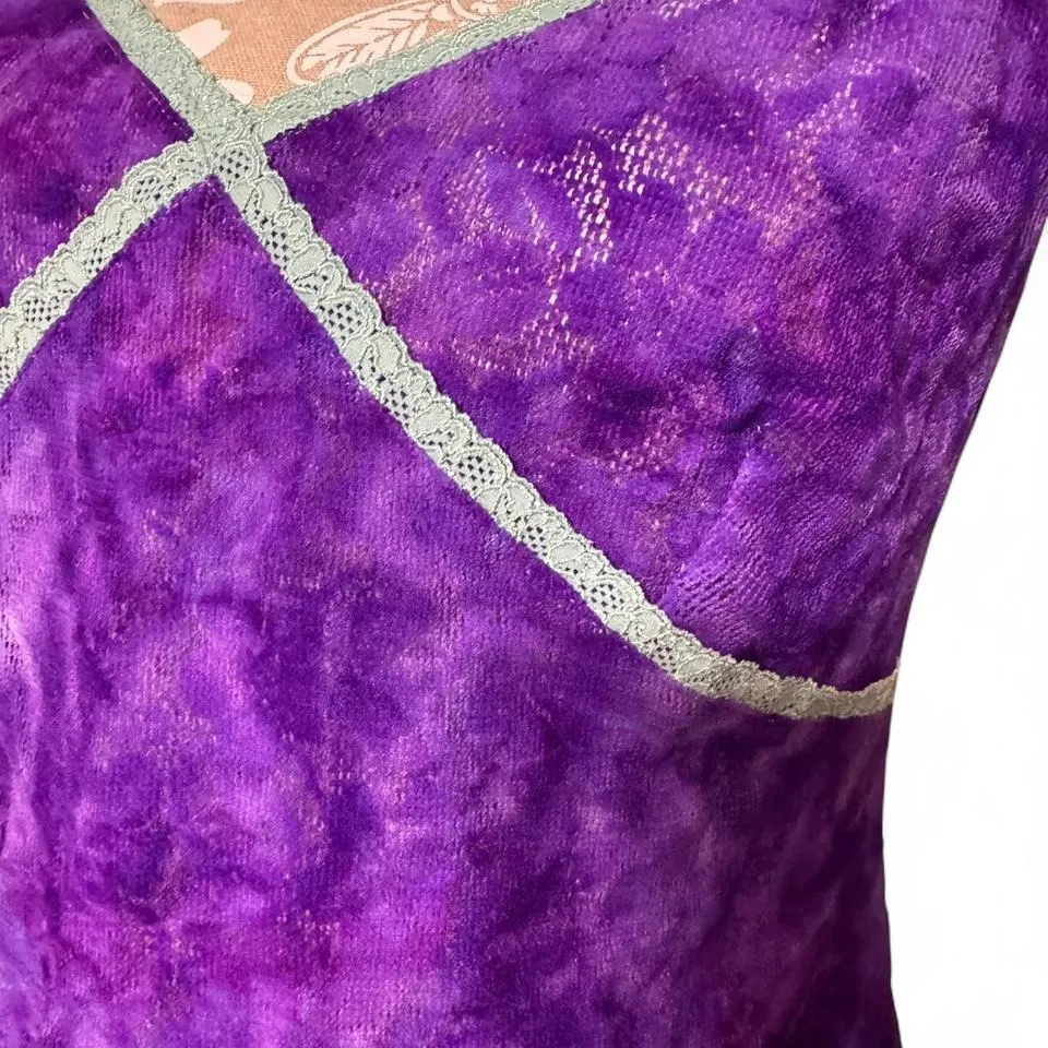 Y2K Fairycore Purple Mesh Lace Trim Cami Top | 2000s Indie Sleek Clubwear Tank Size L - Image 4