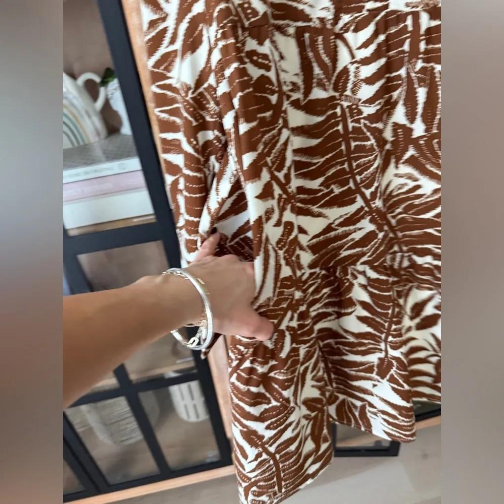 THML long sleeve dress tiered palm print pocket tiered ruffle teacher fall vneck - Image 6