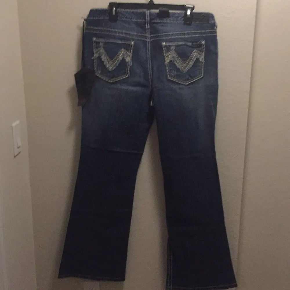 Seven7 Blue Boot Cut Jeans With Embellished Back Pockets Size 16 - Image 8