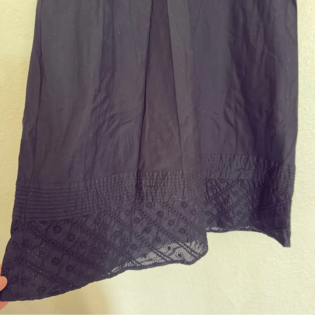 Vintage J Crew Cotton & Eyelet A-Line spaghetti strap midi dress in black - Image 7