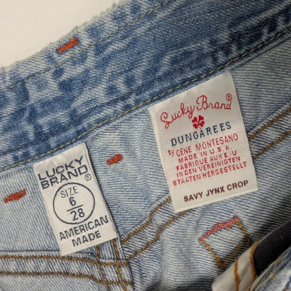 Vintage Lucky Brand Dungarees Savy Jynx Crop Denim Capri Jeans Light Wash Blue - Image 4