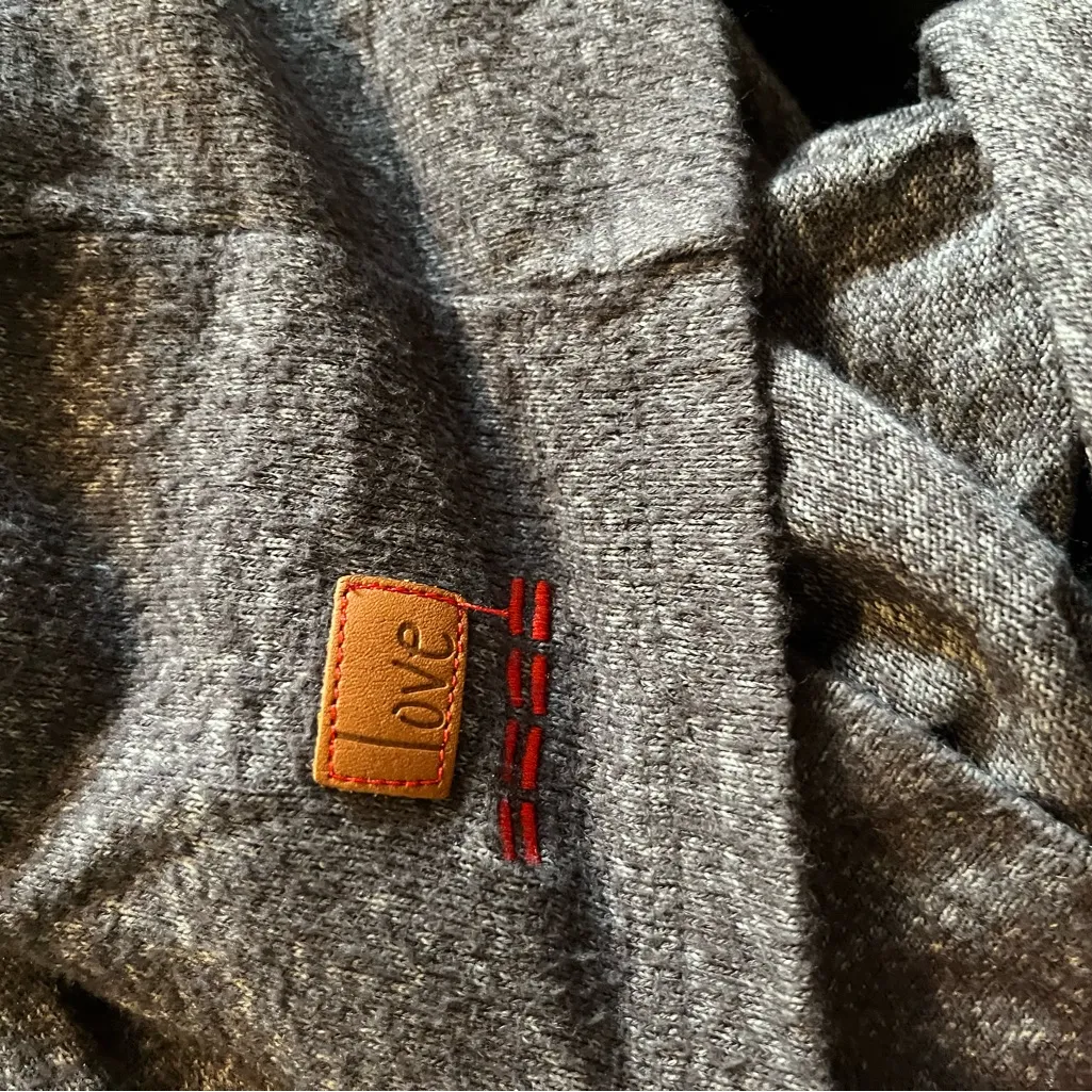 Peace Love World Charcoal Gray Wrap Front Hoodie Size‎ Medium - Image 7