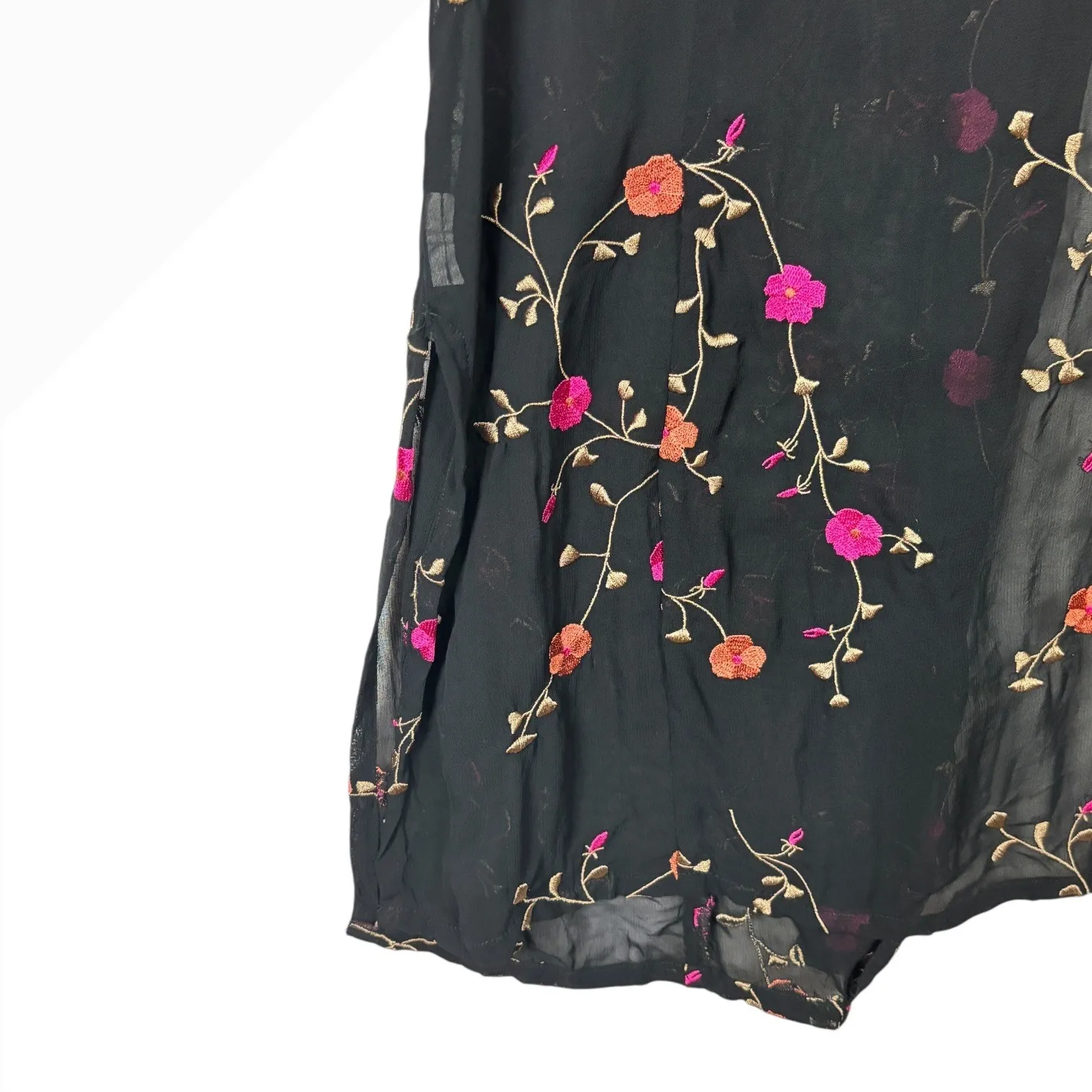 Karen Kane Black Embroidered Floral Sheer Kimono Jacket Blazer Size 8 Whimsigoth - Image 4