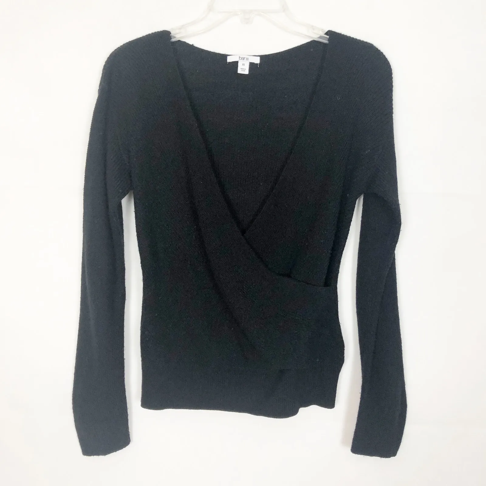 Bar III Wool Blend Wrap Black Sweater XS - Image 2