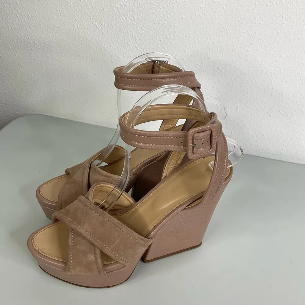 Sergio Rossi Ankle Strap Wedge‎ Heel Sandals Size 39 - Image 3