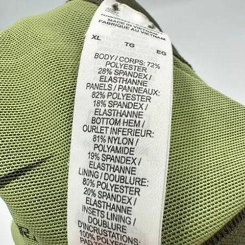 Nike Dri Fit‎ Sports Bra Size XL Olive Green Light Green Accents Strappy Back - Image 7