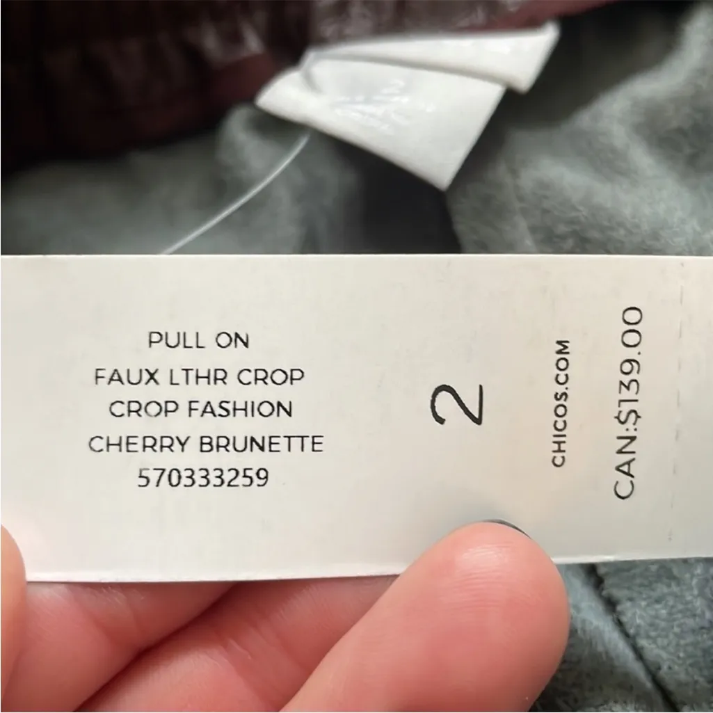 Chico's|Pull on straight leg faux leather pants in burgundy,NWT SIZE 12•••staple - Image 12