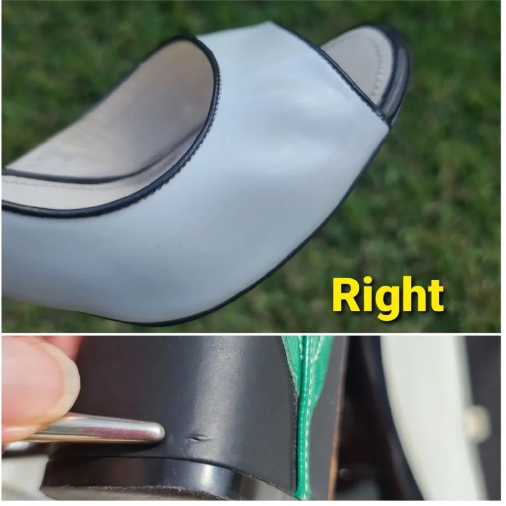 Daisy white open toe sandals chunky heel pumps sz 38= US 7.5/8 - Image 10