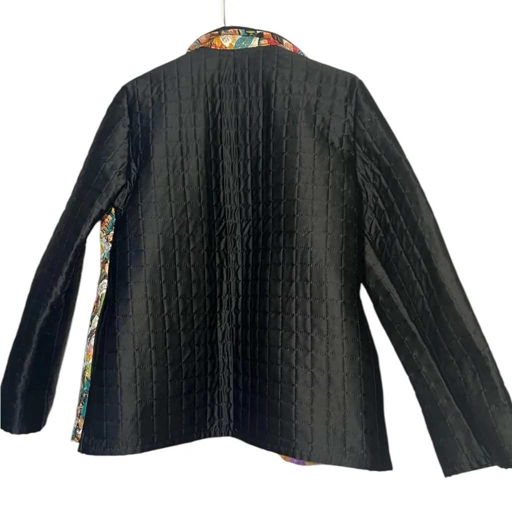 Women’s open front jacket size M quilted artsy fun whimsical statement casual Size M - Image 3