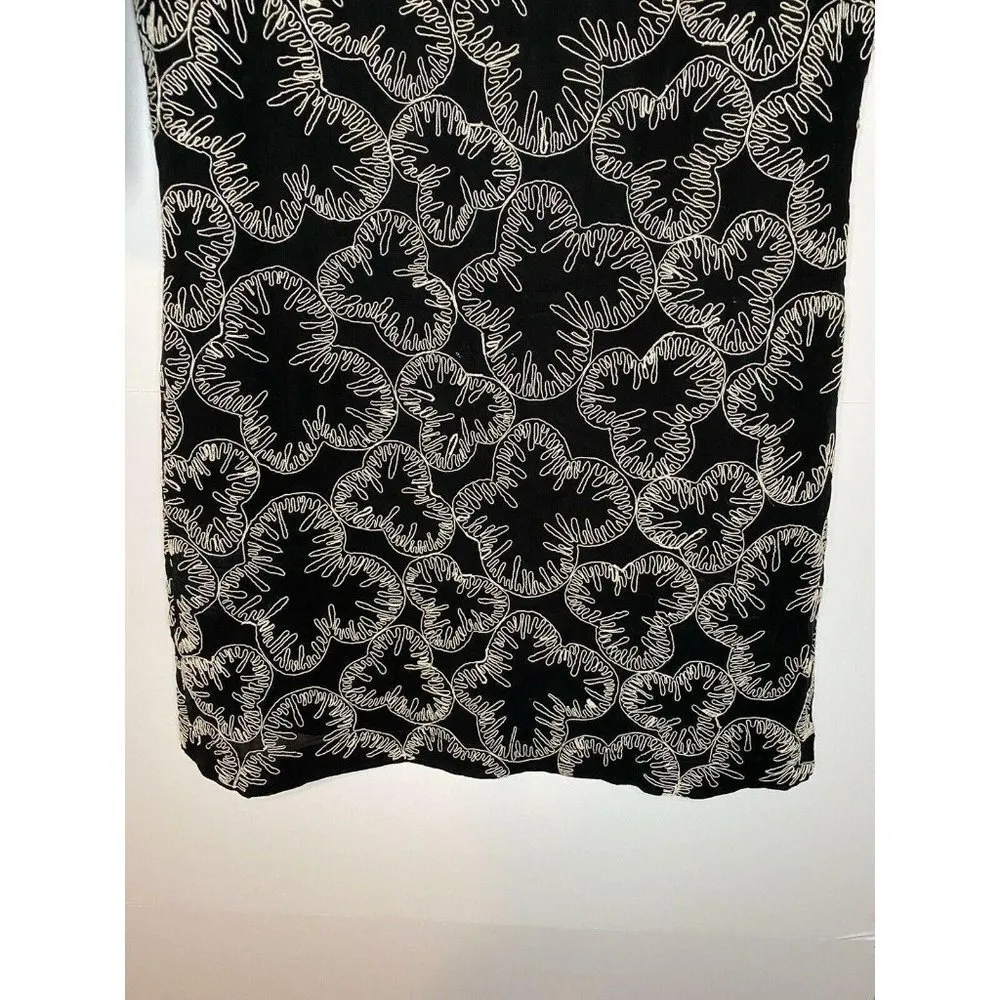 French Connection Size 2 Textured Dress Black Embroidered - Image 5