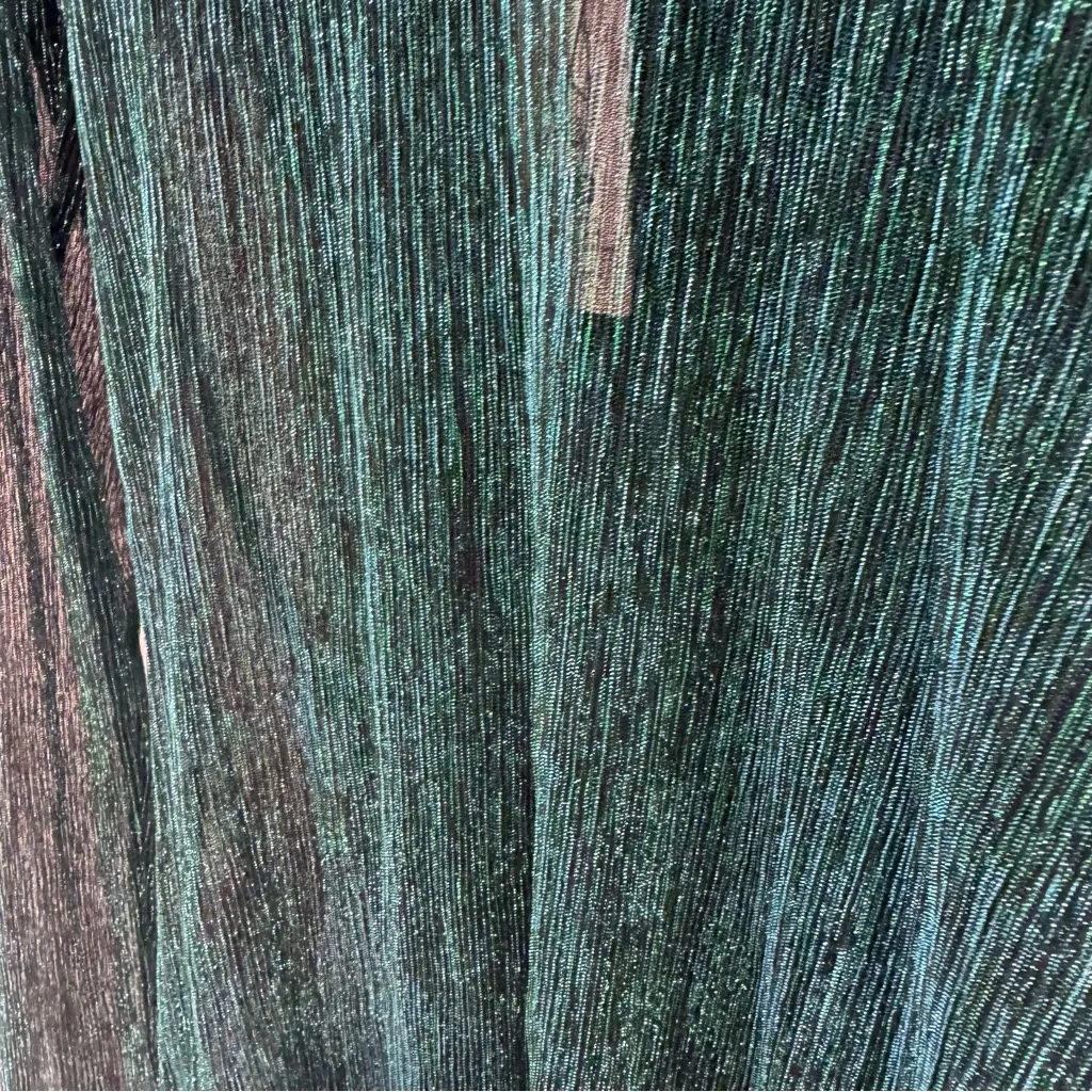 MINKPINK NWT Green Sheer Long Sleeve Shirt Blouse Metallic Shimmer Astrid Top - Image 3