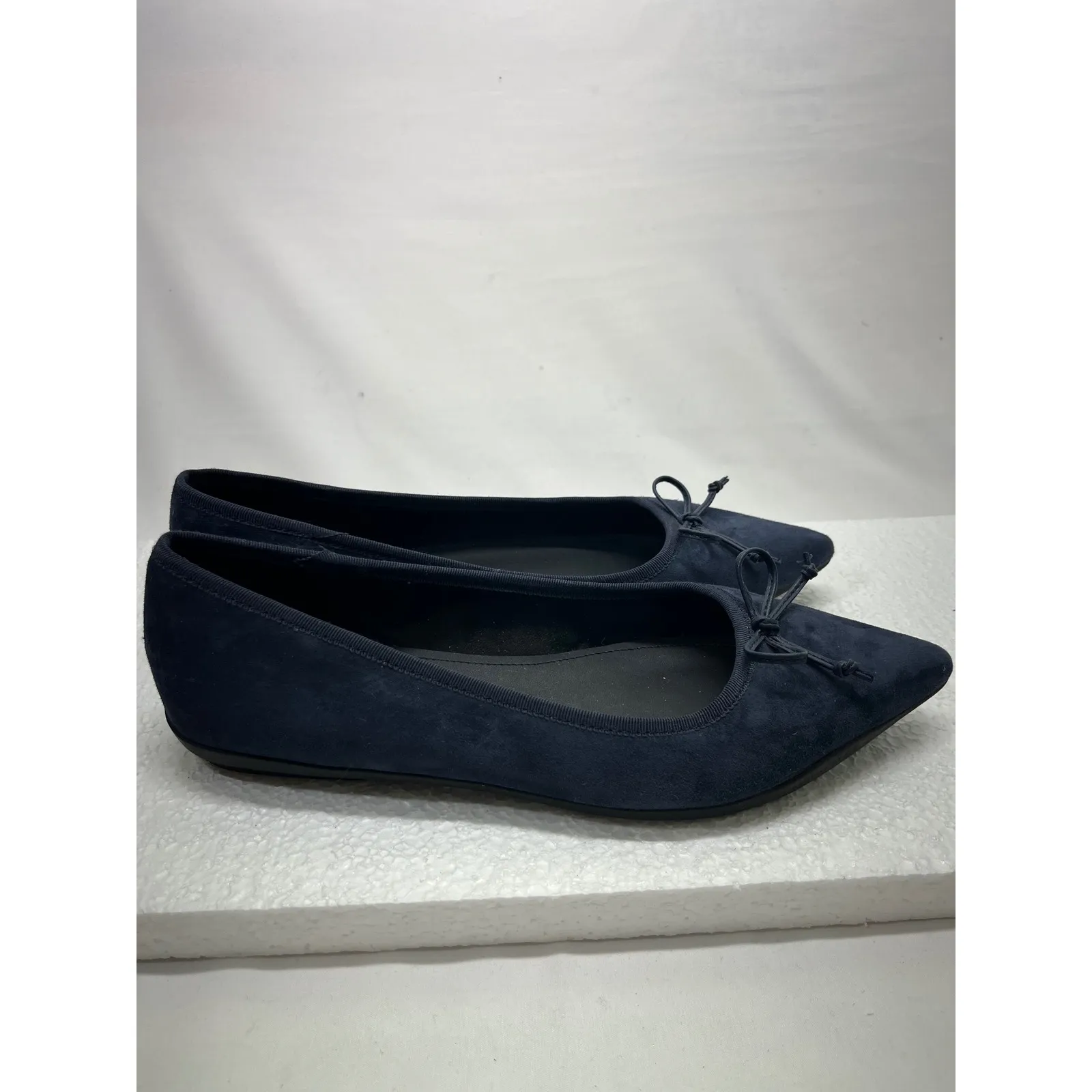 Aerosoles Women Suede Pointed Toe Ballet Flats Comfort W/Bow Navy Blue Sz 10.5 - Image 3