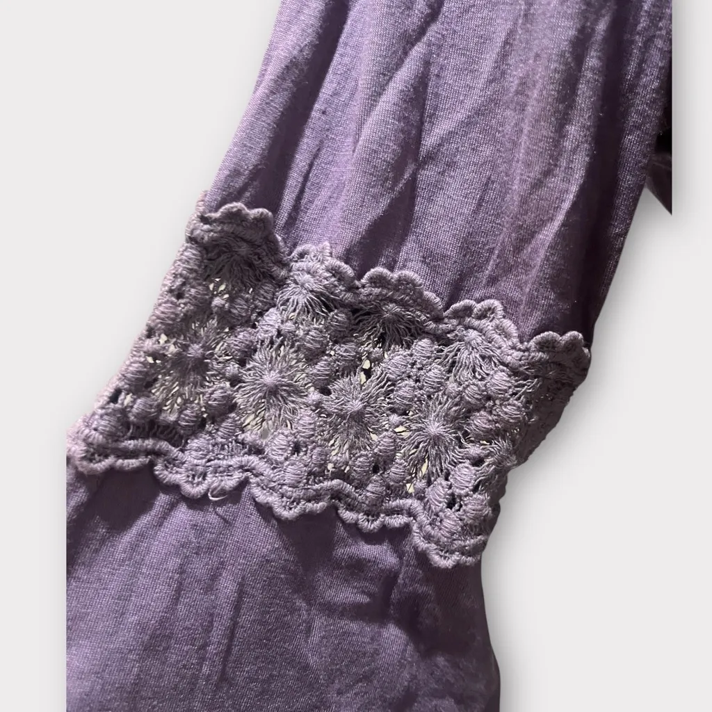 NWT Kyemi Purple Long Sleeve Blouse Crochet Detailing Bell Sleeves - Image 2