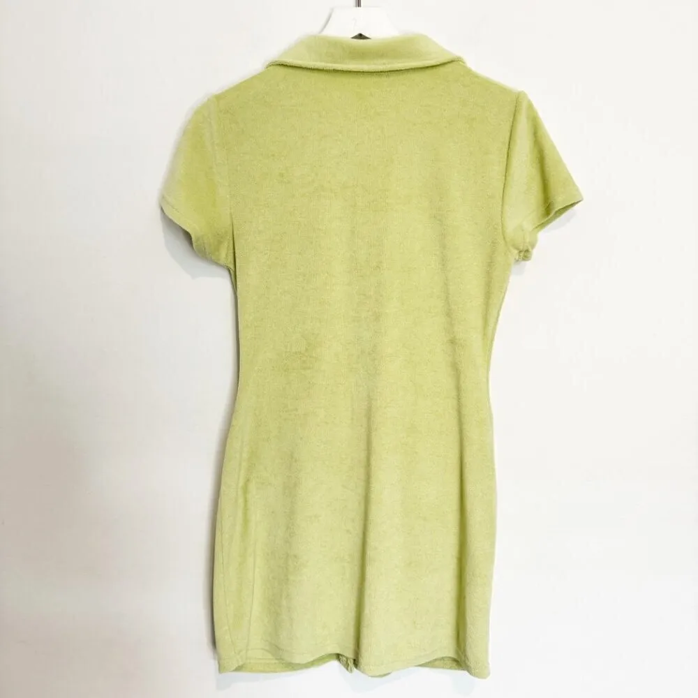 Beige Botany Women's Green Button Up‎ Mini Dress Size Large - Image 7