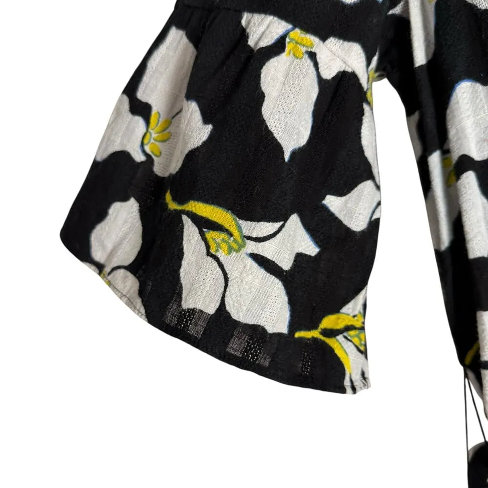 Diane von Furstenberg Beata Black Floral Print A-Line Short Sleeve Mini Dress XS - Image 12