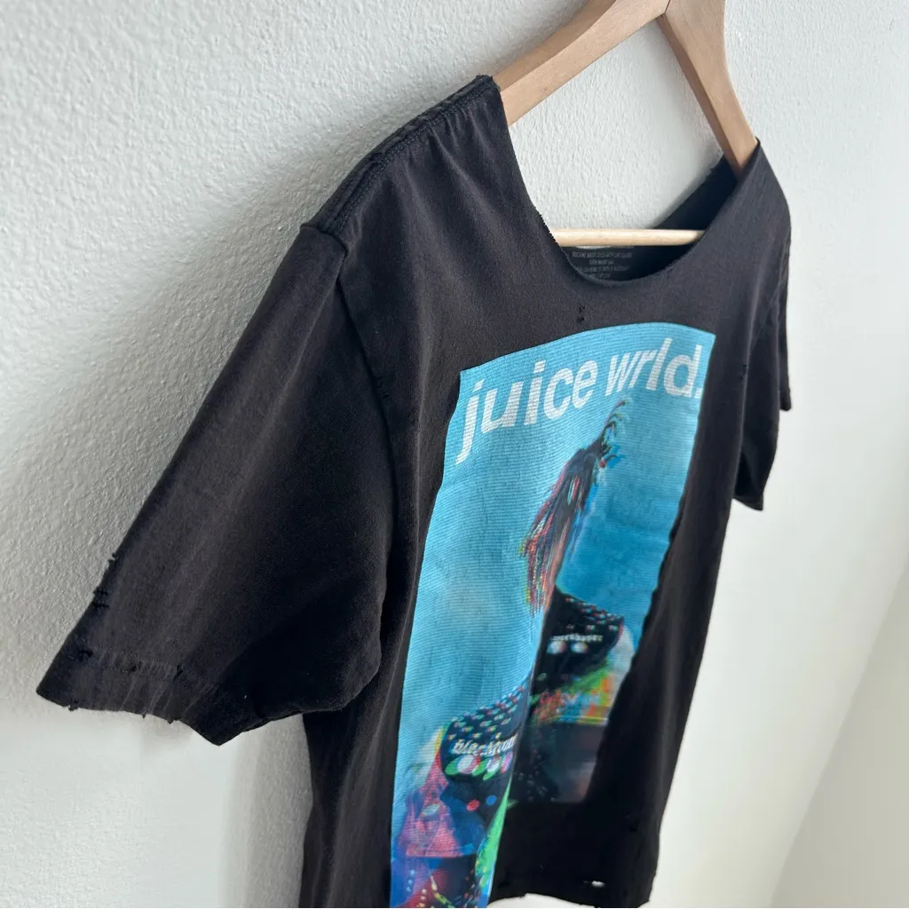 Black Juice WRLD Off The Shoulder Destroyed Tee Size M - Image 4