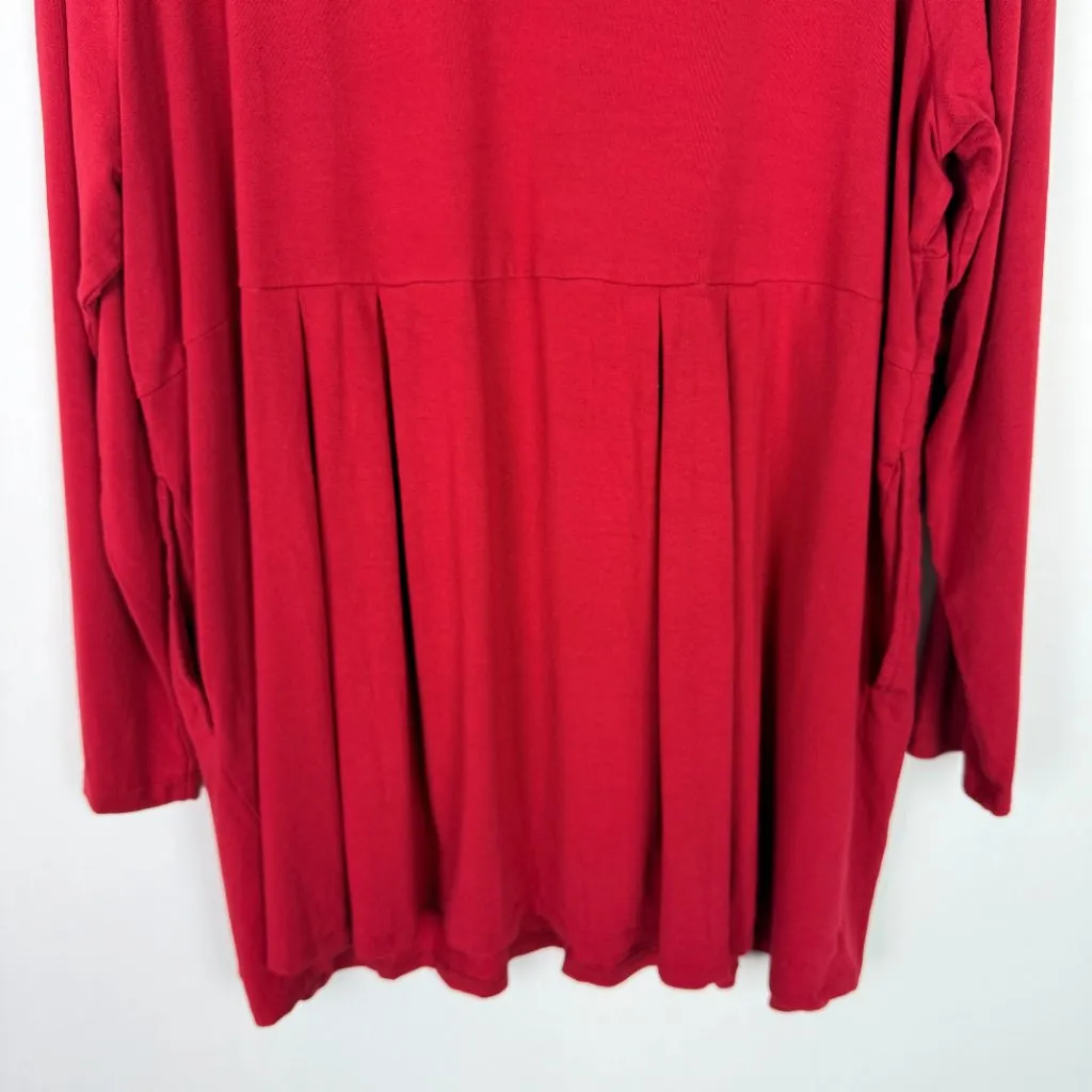 J. Jill Wearever Collection Pleated One Button Peplum Cardigan Red Plus Size 2X - Image 10