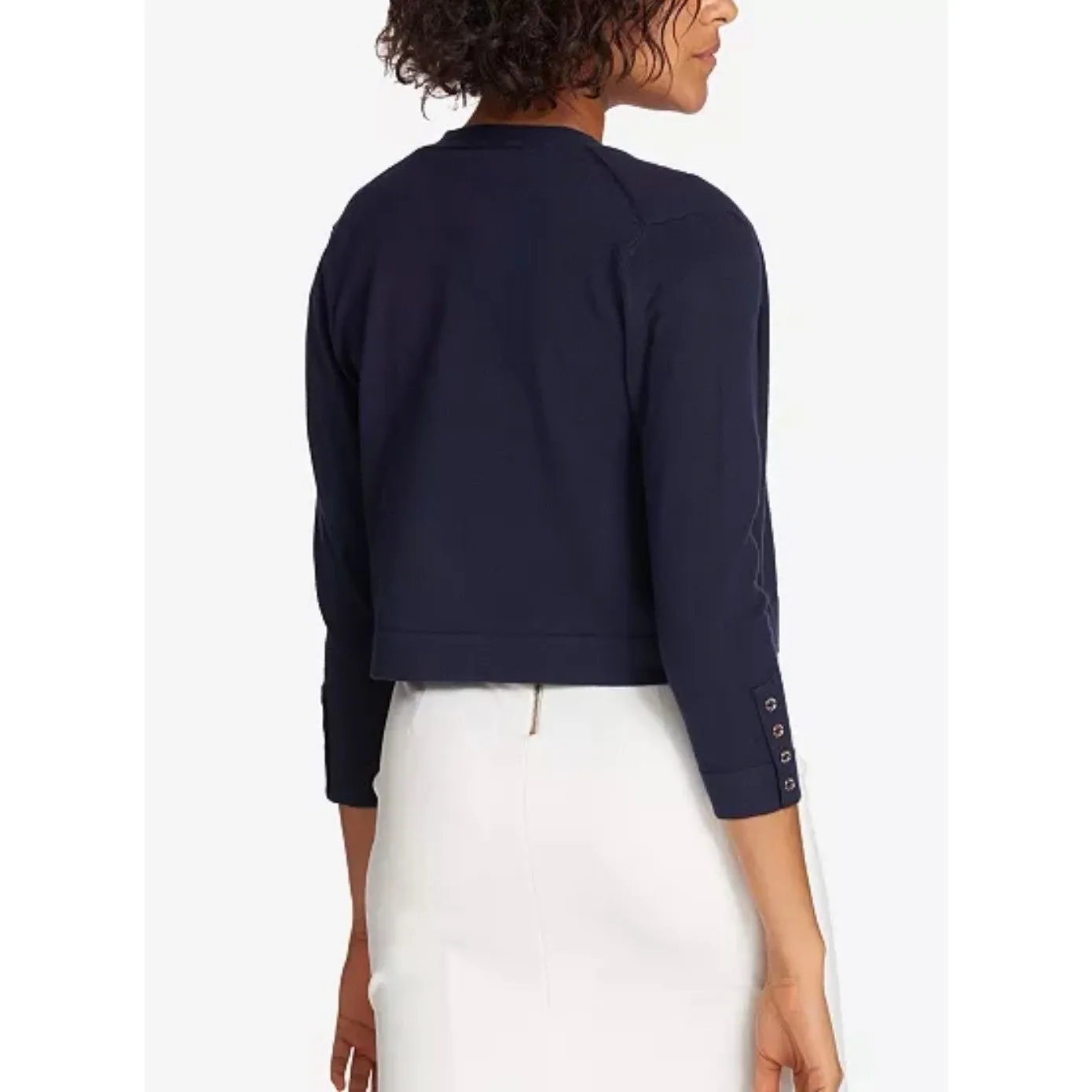 Tommy‎ Hilfiger Navy Open Front Cardigan Sweater XL Button Cuff - Image 2