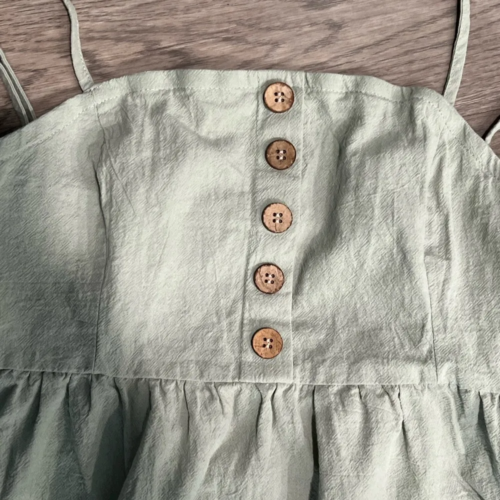 Women’s Shein Green Large Button Front Spaghetti Strap Dress - Image 2