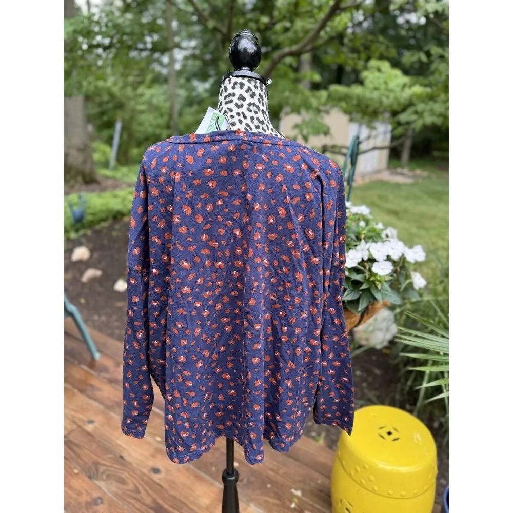 Joules Harbour Blue Animal Print 3/4 Length Sleeve Top Size 20 100% Cotton - Image 2