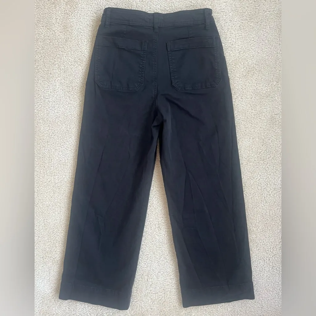 Marine Layer Bridget Wide Leg High Waisted Crop Pants Faded Black Women’s Size 8 - Image 8