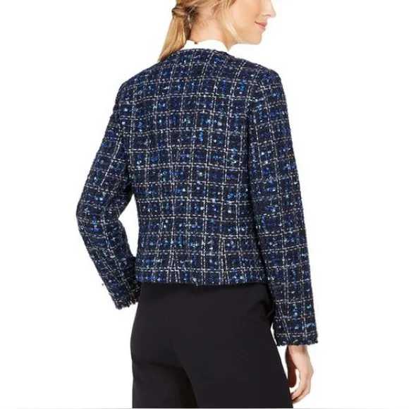 NWT Apt 9. Blue. Tweed Jacket With Silver Black White - Image 3