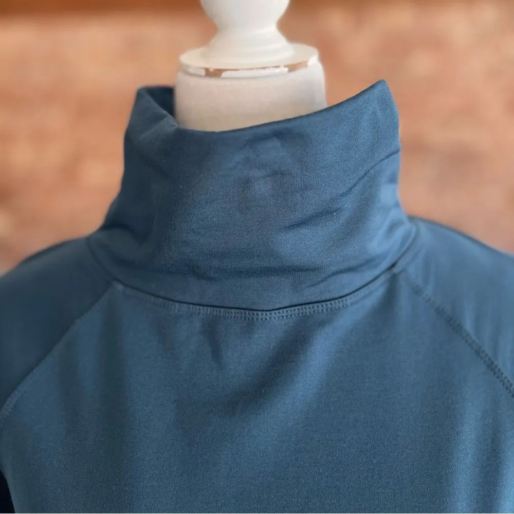 PEACH Clothing Sweatshirt Teal Blue Cowl Neck Fitted Ruched M Athleisure Size M - Image 5