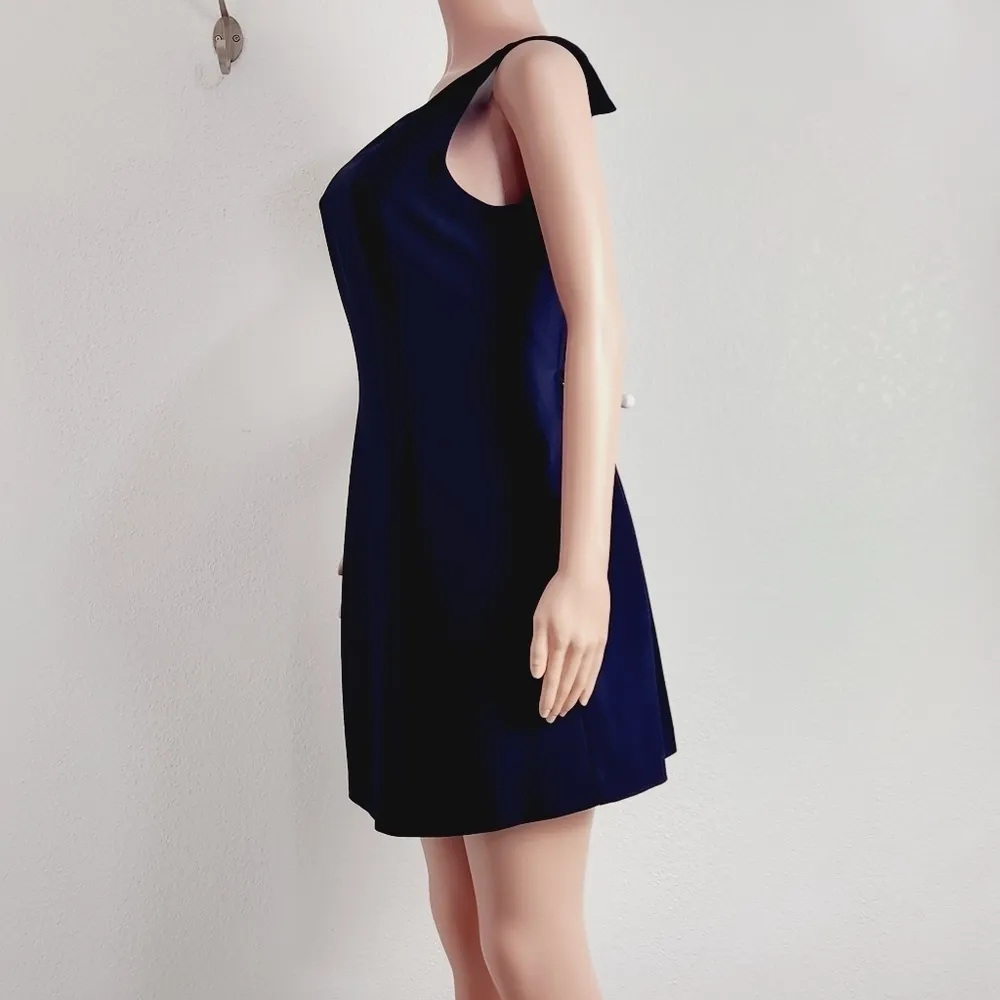JESSICA Howard Navy Mini Fit & Flare Dress with Bow Design Back Petite Size: 12P - Image 5