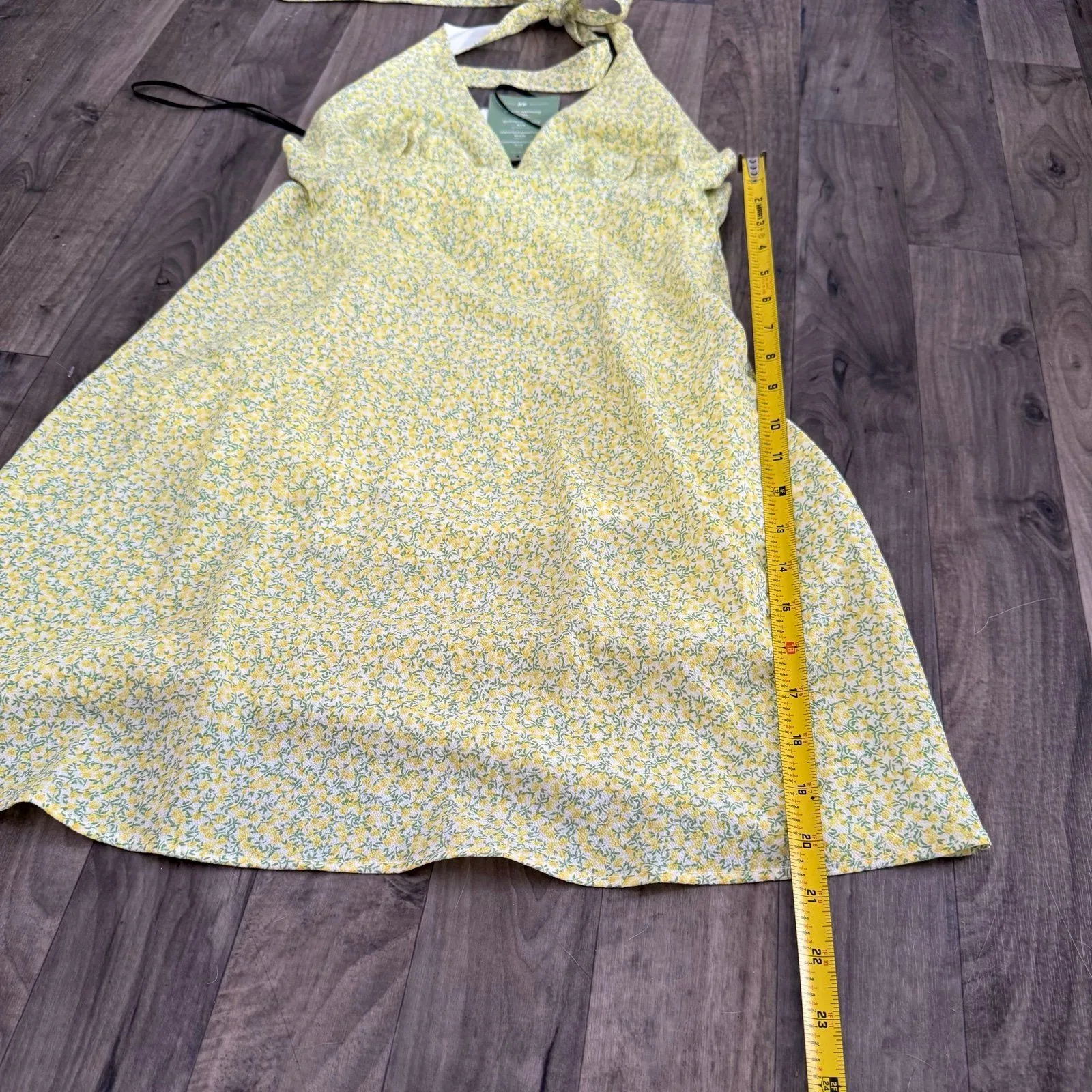 Divided pastel butter yellow coquette cottagecore halter mini dress - Image 3