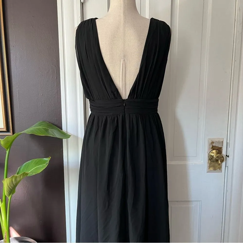 Lulus Heavenly Hues Black Maxi Dress V-Neck Banded Waist Woven Ch… - Image 5