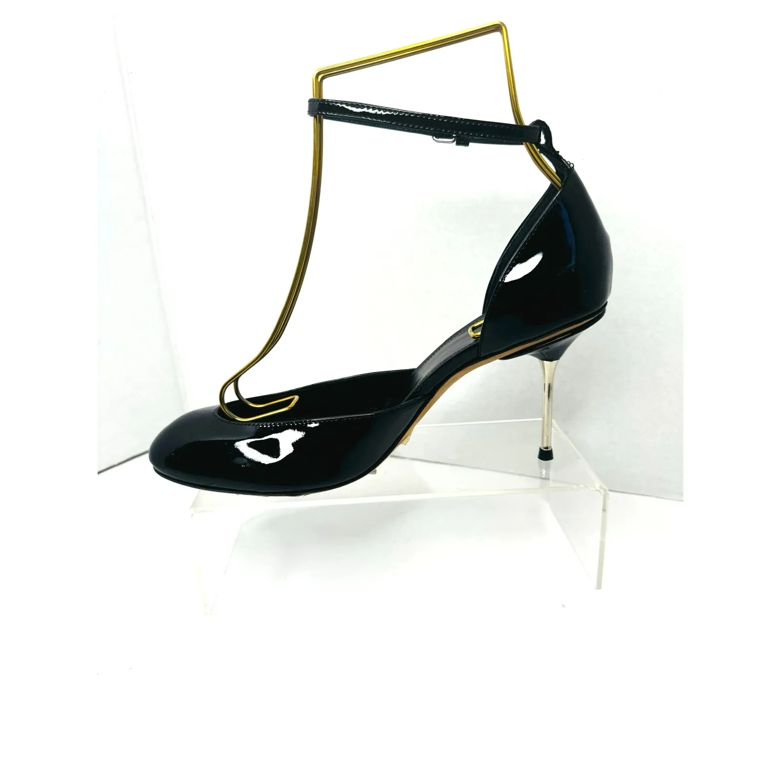 Sportmax Black Leather Mary Jane Pumps Size EU 37 Classic Heel Dress Shoes - Image 2