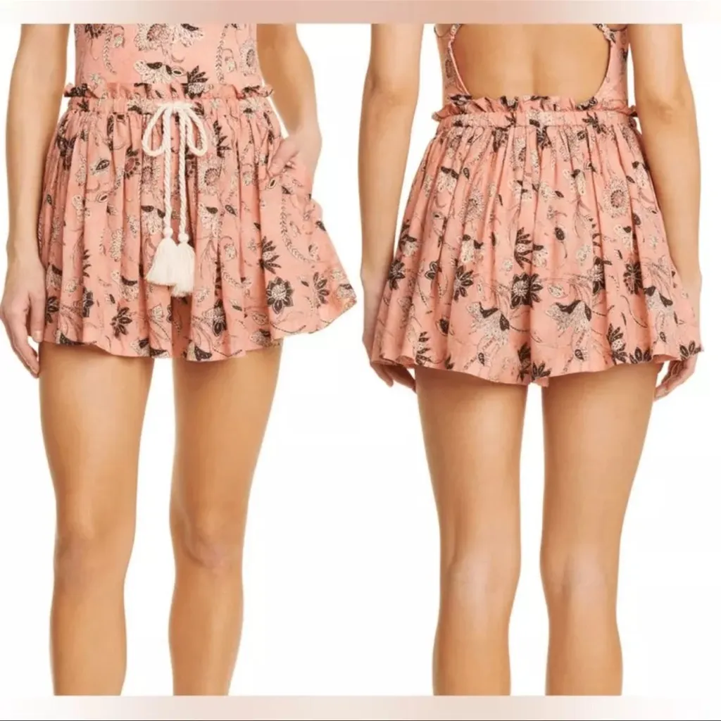 Ulla Johnson Women's Paloma‎ Tie Waist Shorts Floral Cotton Blend Size Large - Image 2