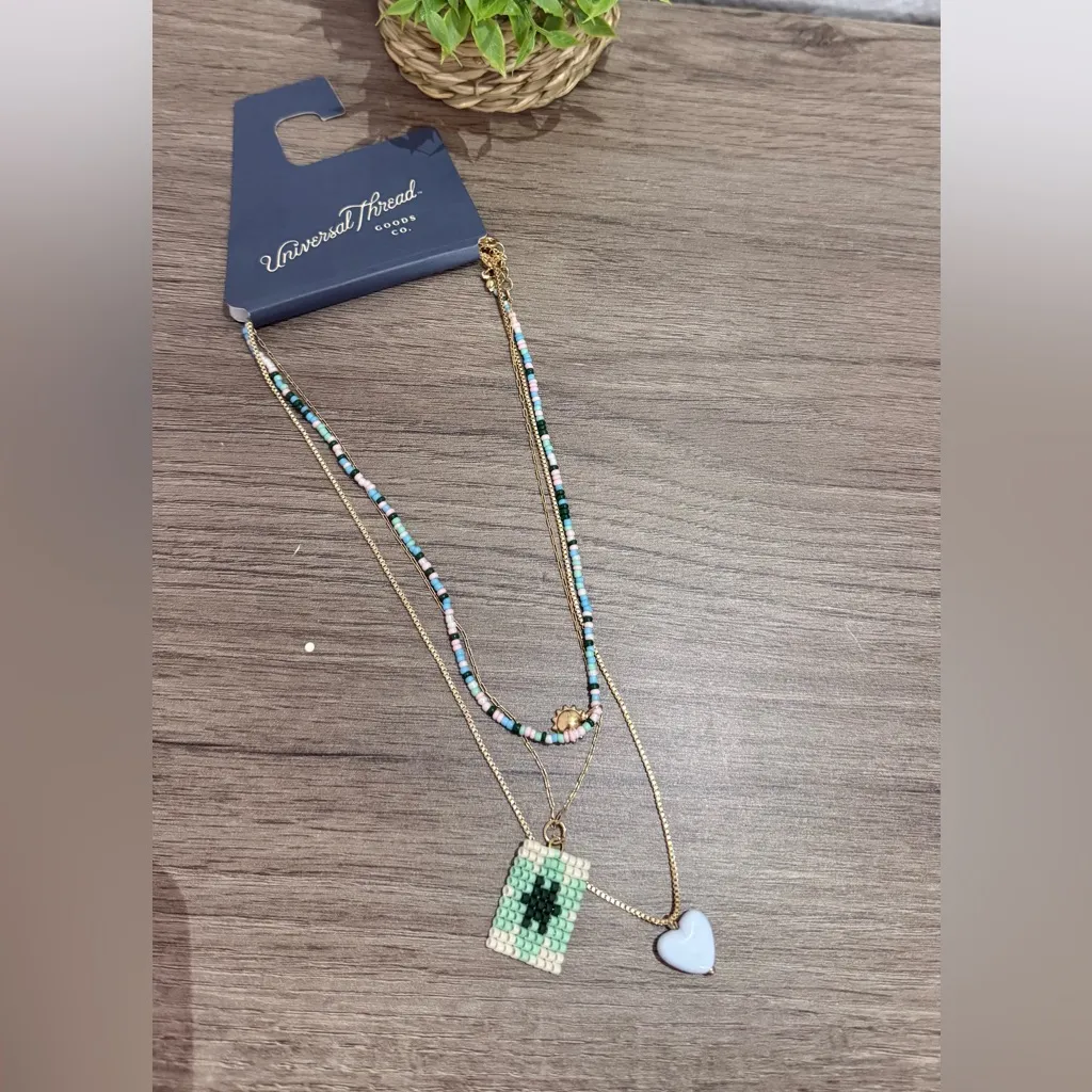 Universal Threads Universal Thread Gold and Multicolor Beaded Necklace - Image 2