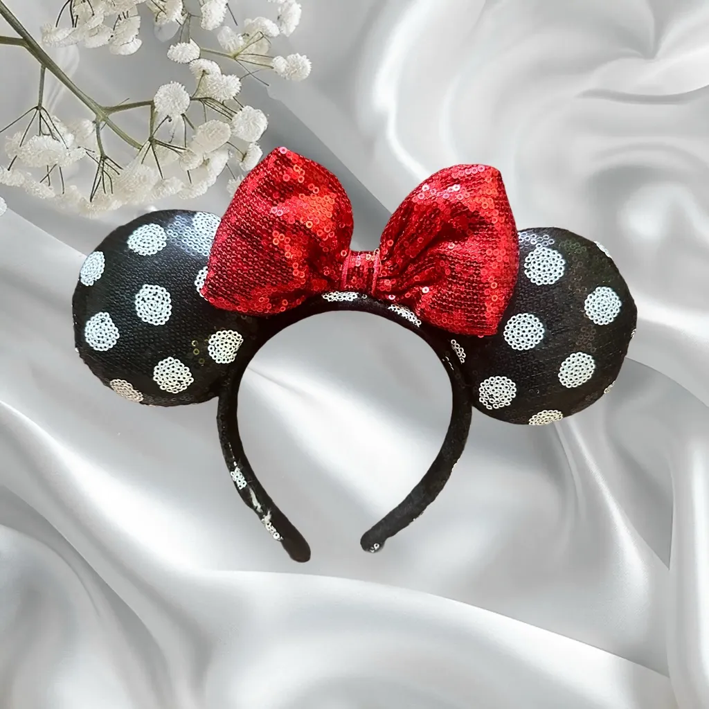 Disney Red and Black Polka Dot Mouse Ears Headband - Image 3