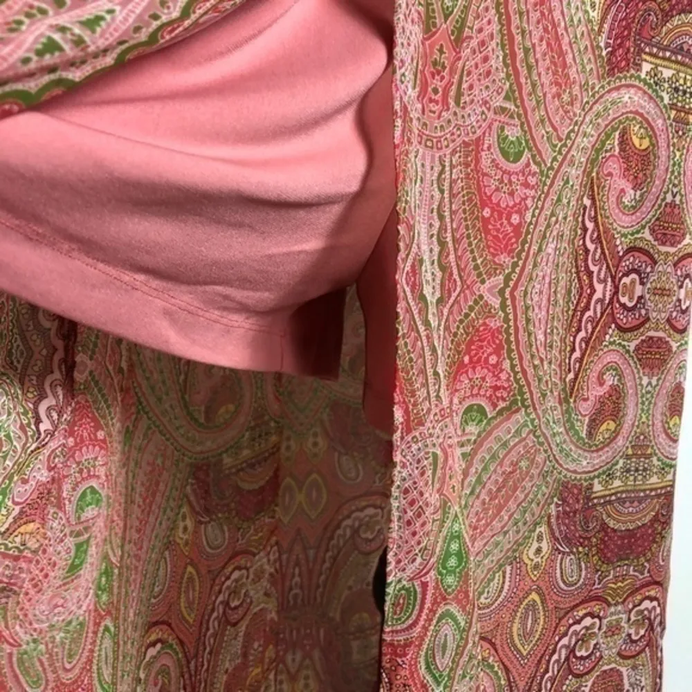 New York & Company Maxi Paisley Print Romper Size XL Pink - Image 3